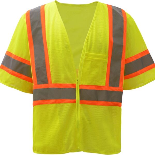 Standard Class 3 Two Tone Mesh Zipper Safety Vest Thumbnail